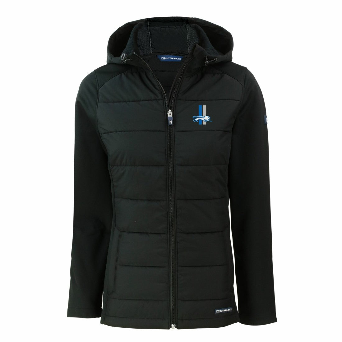 Cutter & Buck Women's Throwback Evoke Hybrid Eco Softshell Recycled Full-Zip Hoodie Jacket - Detroit Lions