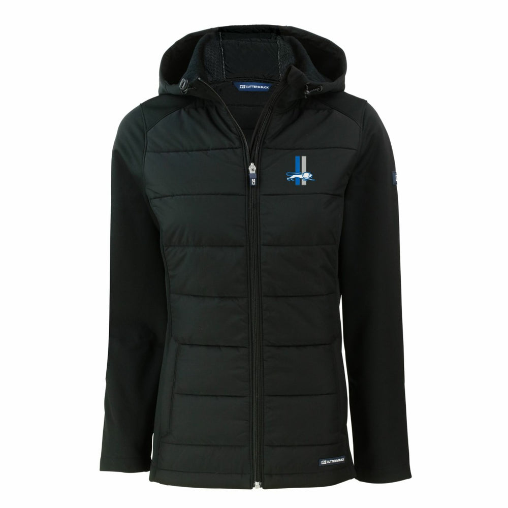 Cutter & Buck Women's Throwback Evoke Hybrid Eco Softshell Recycled Full-Zip Hoodie Jacket - Detroit Lions
