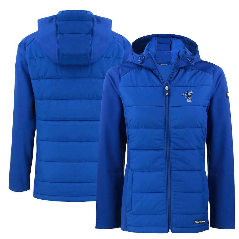 Cutter & Buck Women's Throwback Evoke Hybrid Eco Softshell Recycled Full-Zip Hoodie Jacket - Indianapolis Colts