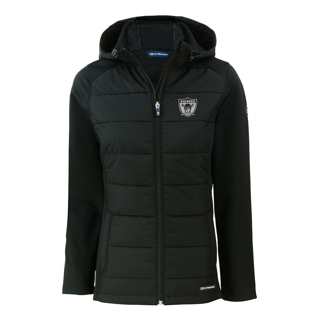 Cutter & Buck Women's Throwback Evoke Hybrid Eco Softshell Recycled Full-Zip Hoodie Jacket - Las Vegas Raiders