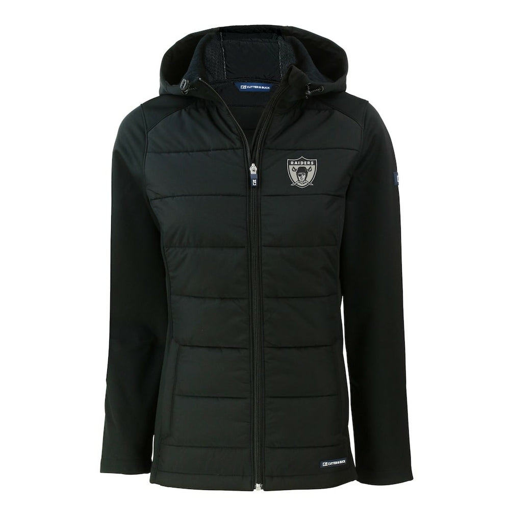 Cutter & Buck Women's Throwback Evoke Hybrid Eco Softshell Recycled Full-Zip Hoodie Jacket - Las Vegas Raiders