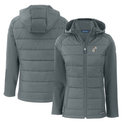 Cutter & Buck Women's Throwback Evoke Hybrid Eco Softshell Recycled Full-Zip Hoodie Jacket - New Orleans Saints