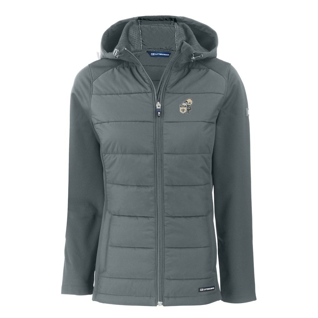 Cutter & Buck Women's Throwback Evoke Hybrid Eco Softshell Recycled Full-Zip Hoodie Jacket - New Orleans Saints