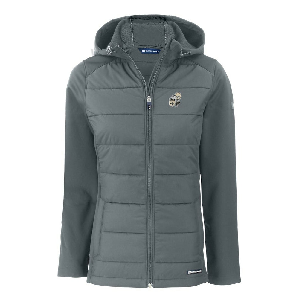 Cutter & Buck Women's Throwback Evoke Hybrid Eco Softshell Recycled Full-Zip Hoodie Jacket - New Orleans Saints