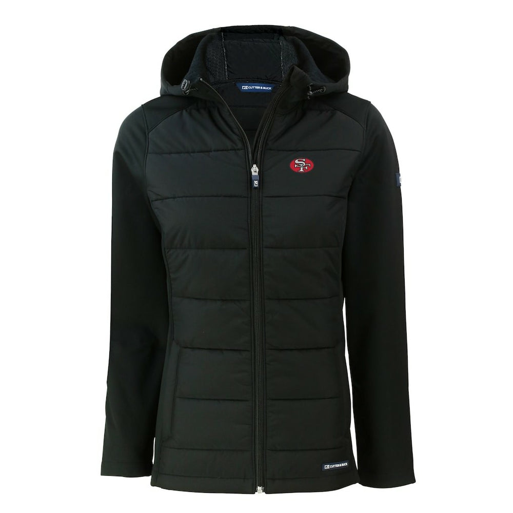 Cutter & Buck Women's Throwback Evoke Hybrid Eco Softshell Recycled Full-Zip Hoodie Jacket - San Francisco 49ers