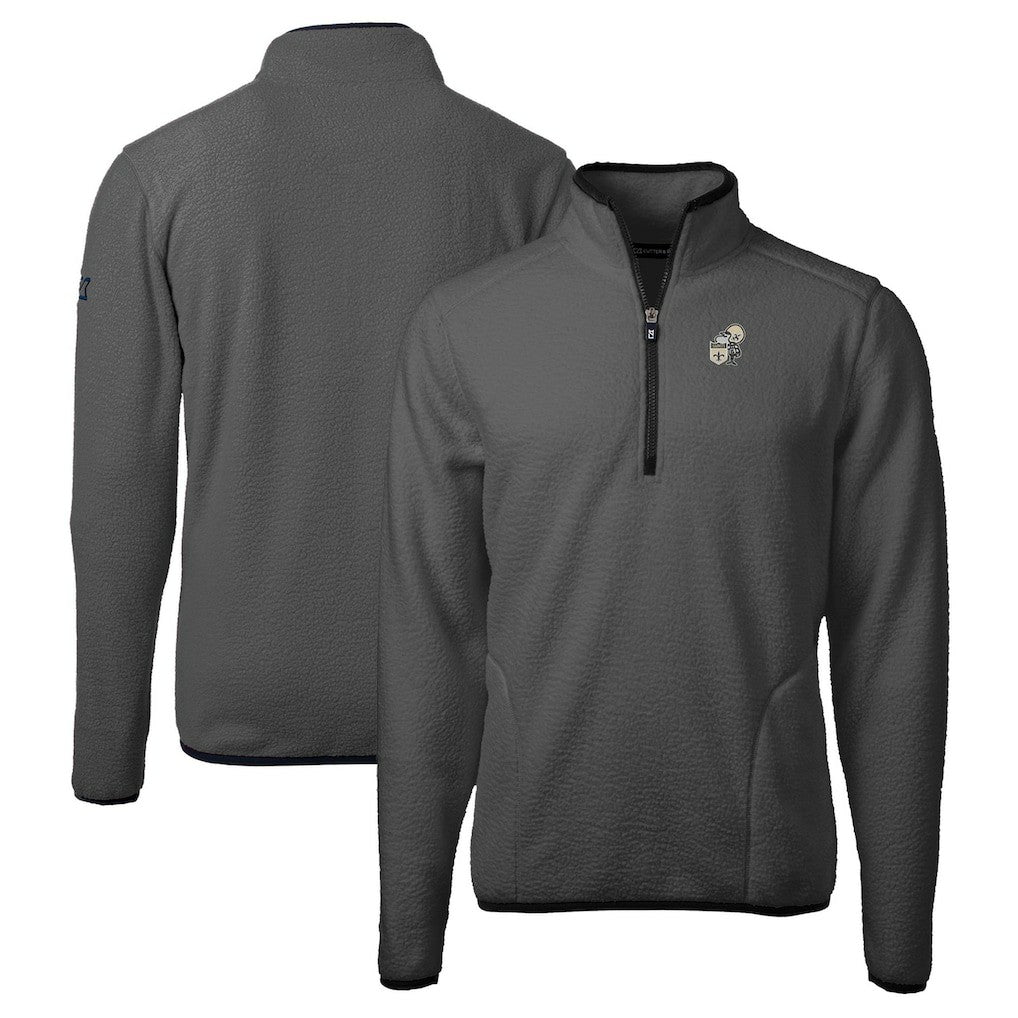 Cutter & Buck Throwback Cascade Eco Sherpa Fleece Quarter-Zip Pullover Jacket - New Orleans Saints