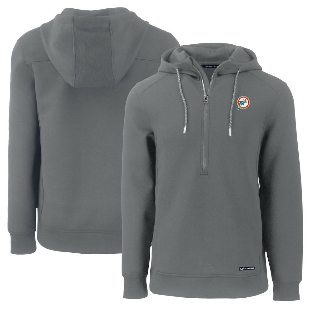 Cutter & Buck Throwback Roam Eco Half-Zip Recycled Pullover Hoodie - Miami Dolphins