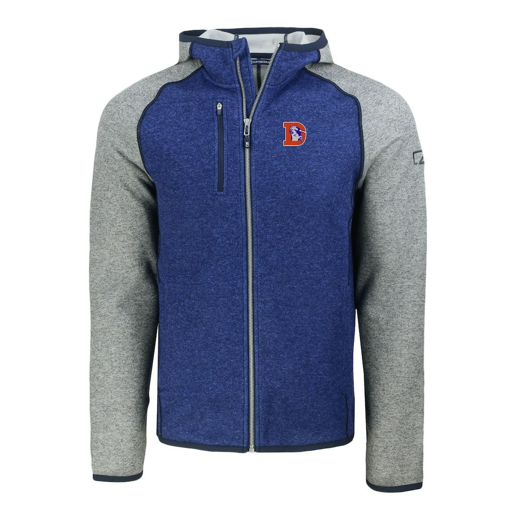 Cutter & Buck Throwback Mainsail Sweater-Knit Full-Zip Hoodie - Denver Broncos