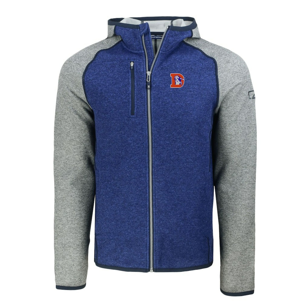 Cutter & Buck Throwback Mainsail Sweater-Knit Full-Zip Hoodie - Denver Broncos