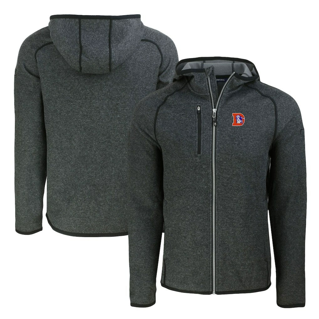 Cutter & Buck Throwback Mainsail Sweater-Knit Full-Zip Hoodie - Denver Broncos