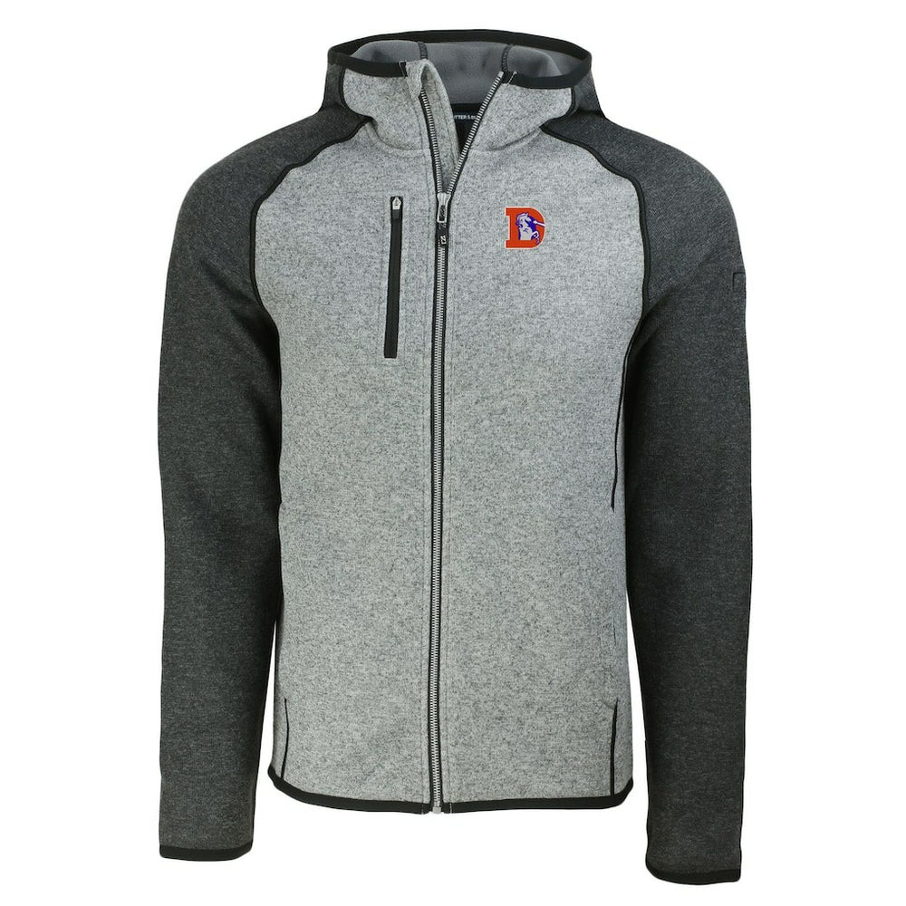 Cutter & Buck Throwback Mainsail Sweater-Knit Full-Zip Hoodie - Denver Broncos