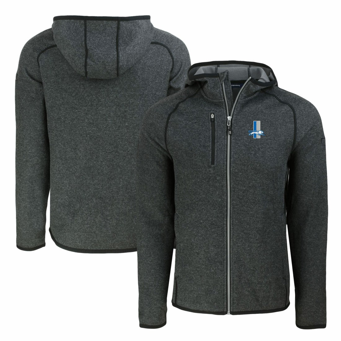 Cutter & Buck Throwback Mainsail Sweater-Knit Full-Zip Hoodie - Detroit Lions