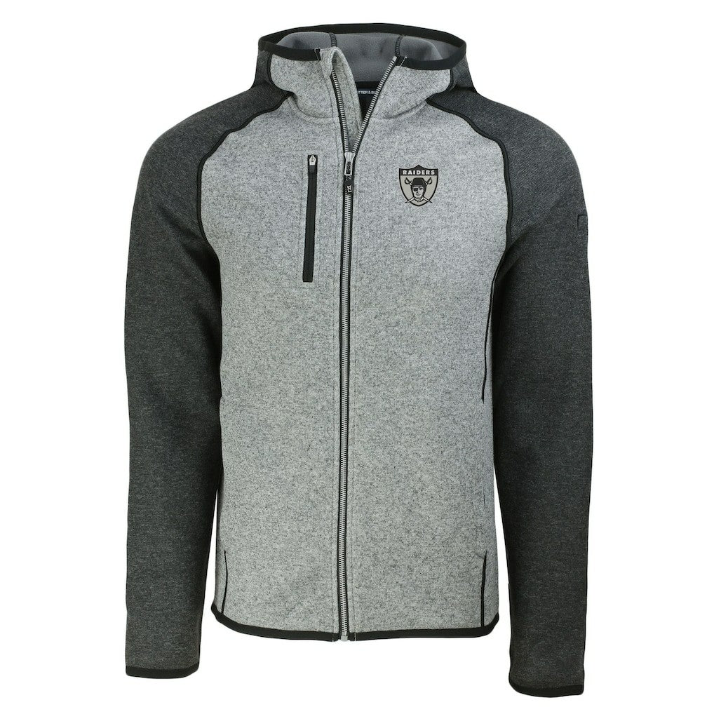 Cutter & Buck Throwback Mainsail Sweater-Knit Full-Zip Hoodie - Las Vegas Raiders