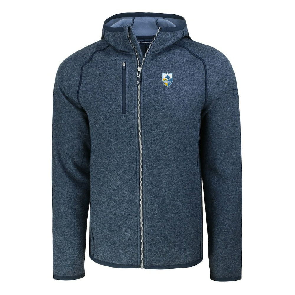 Cutter & Buck Throwback Mainsail Sweater-Knit Full-Zip Hoodie - Los Angeles Chargers