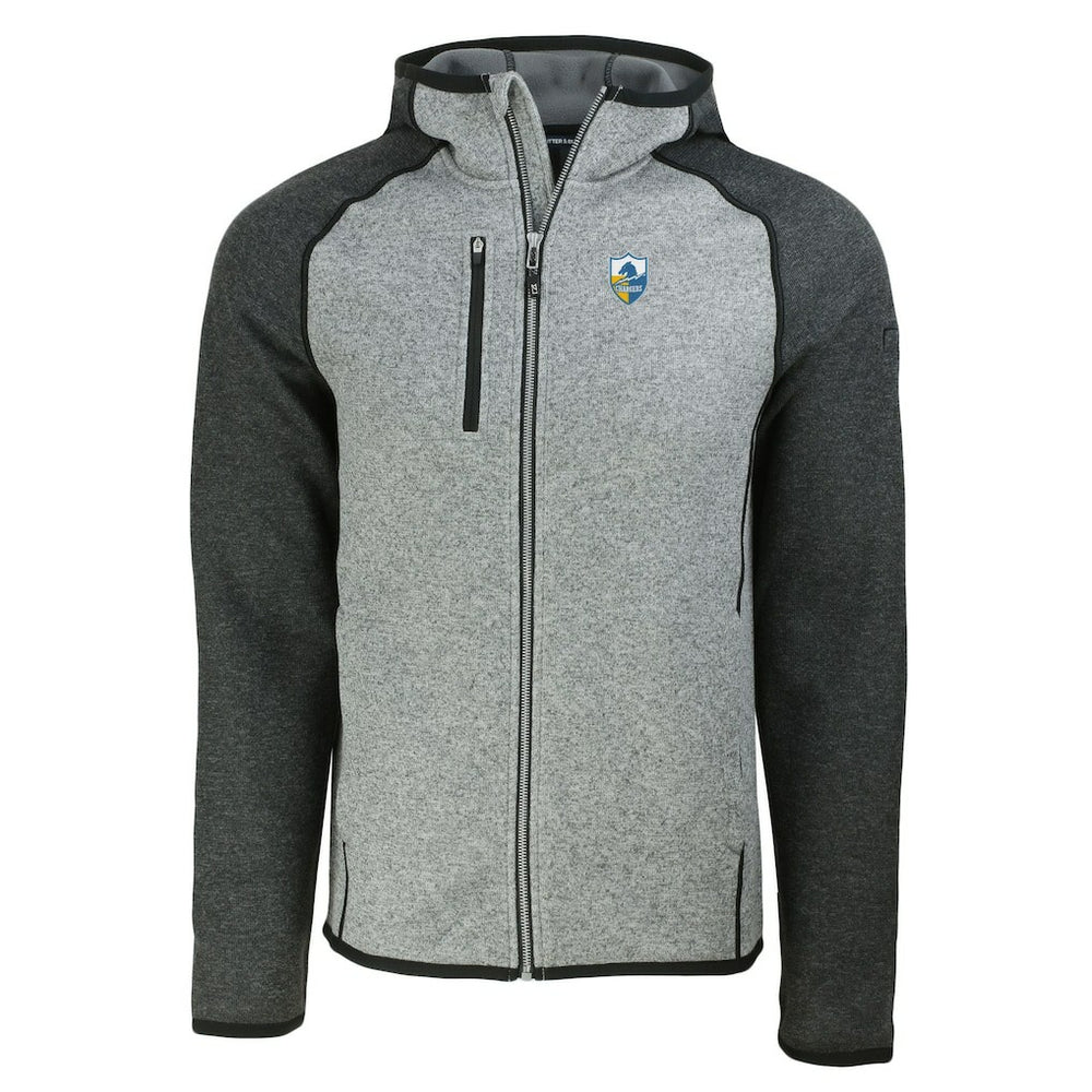 Cutter & Buck Throwback Mainsail Sweater-Knit Full-Zip Hoodie - Los Angeles Chargers