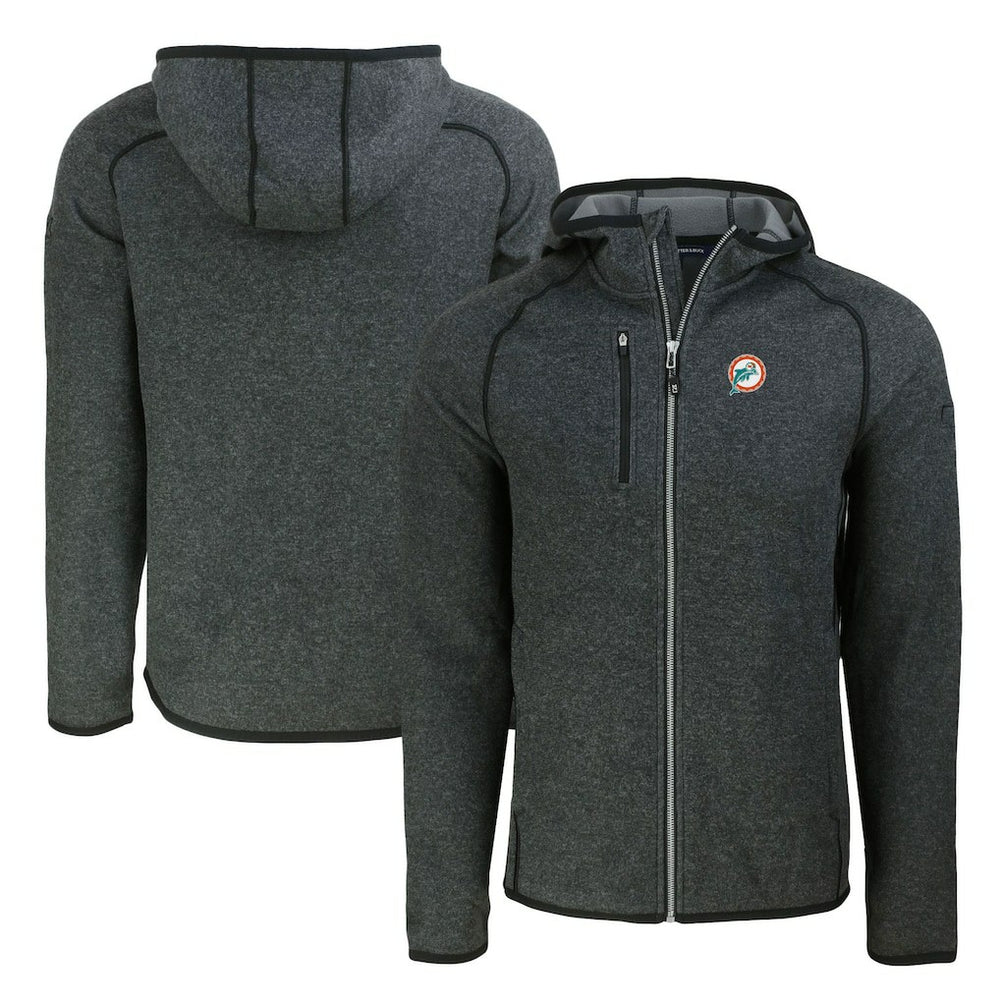 Cutter & Buck Throwback Mainsail Sweater-Knit Full-Zip Hoodie - Miami Dolphins