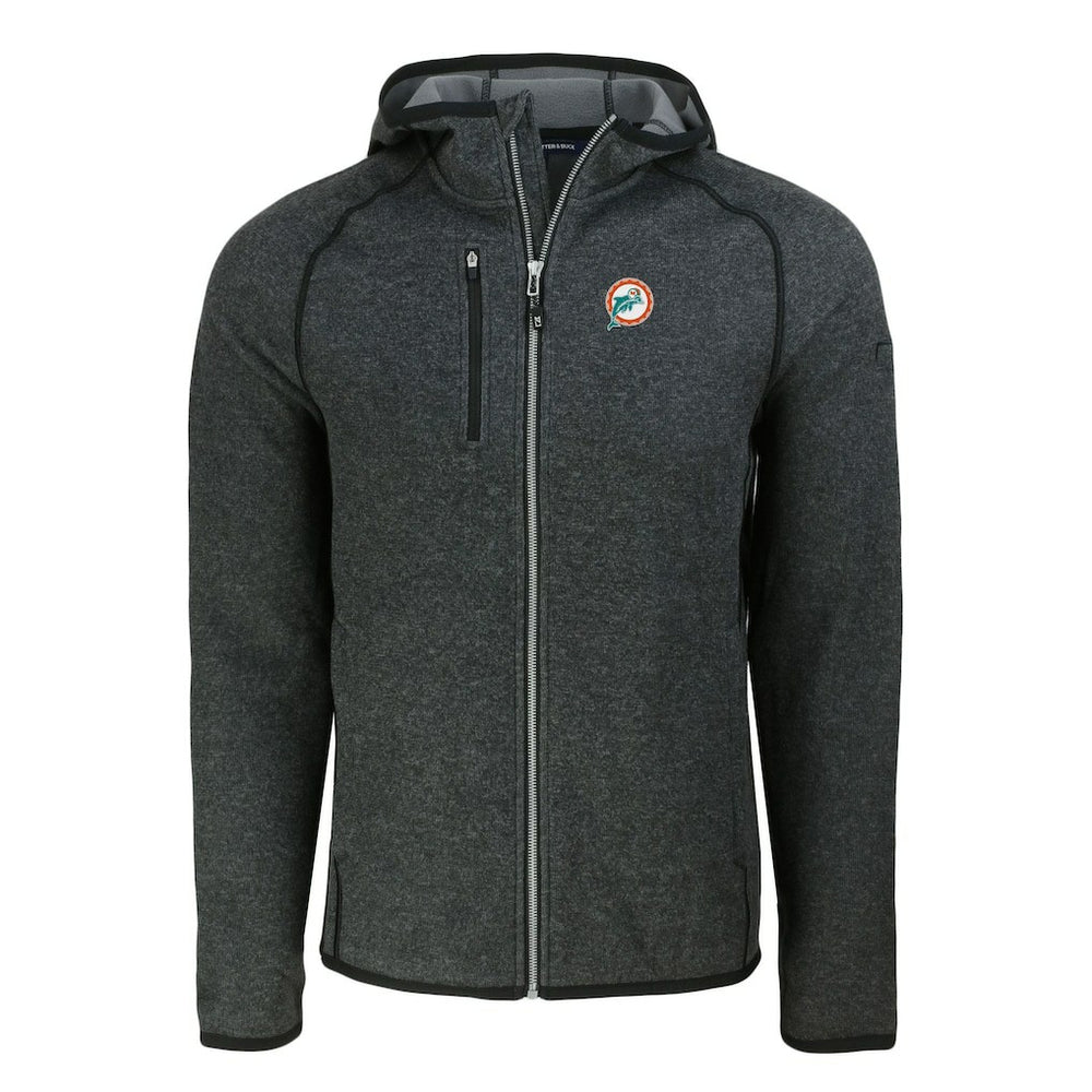 Cutter & Buck Throwback Mainsail Sweater-Knit Full-Zip Hoodie - Miami Dolphins
