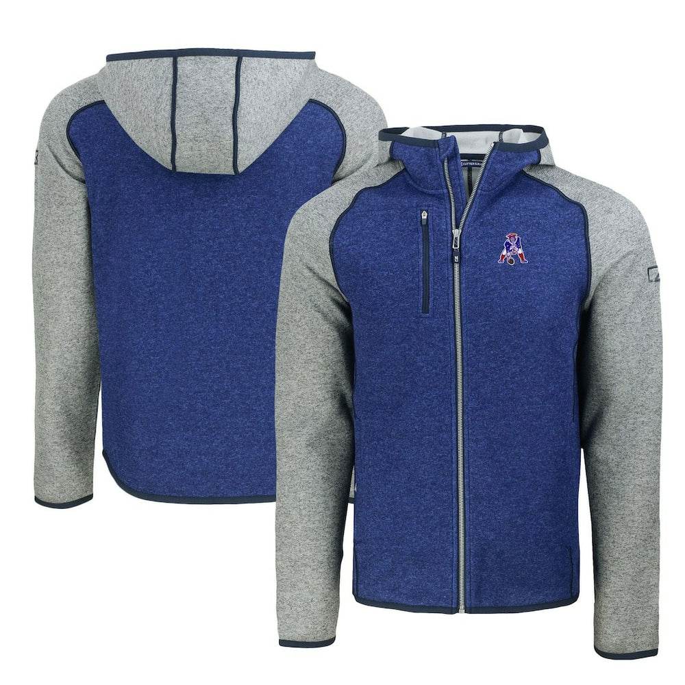 Cutter & Buck Throwback Mainsail Sweater-Knit Full-Zip Hoodie - New England Patriots