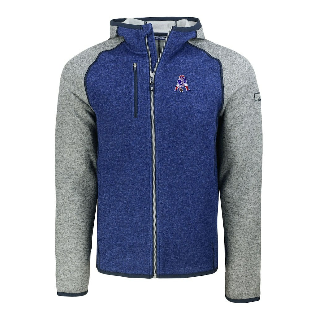Cutter & Buck Throwback Mainsail Sweater-Knit Full-Zip Hoodie - New England Patriots