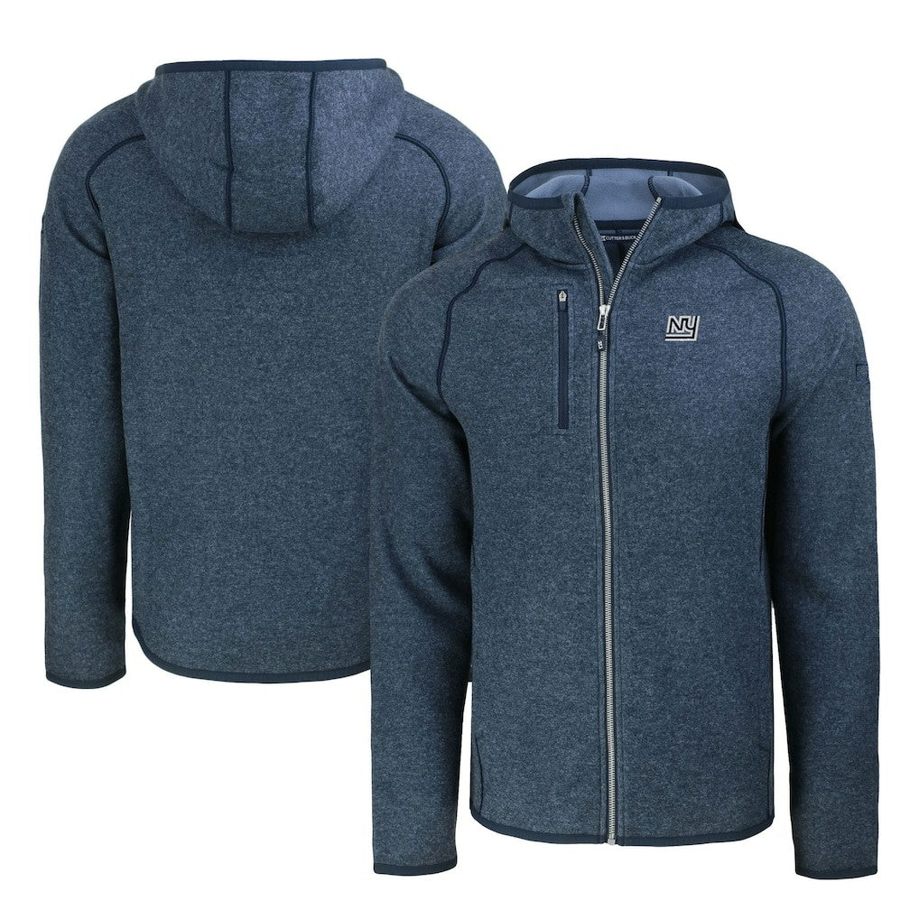 Cutter & Buck Throwback Mainsail Sweater-Knit Full-Zip Hoodie - New York Giants