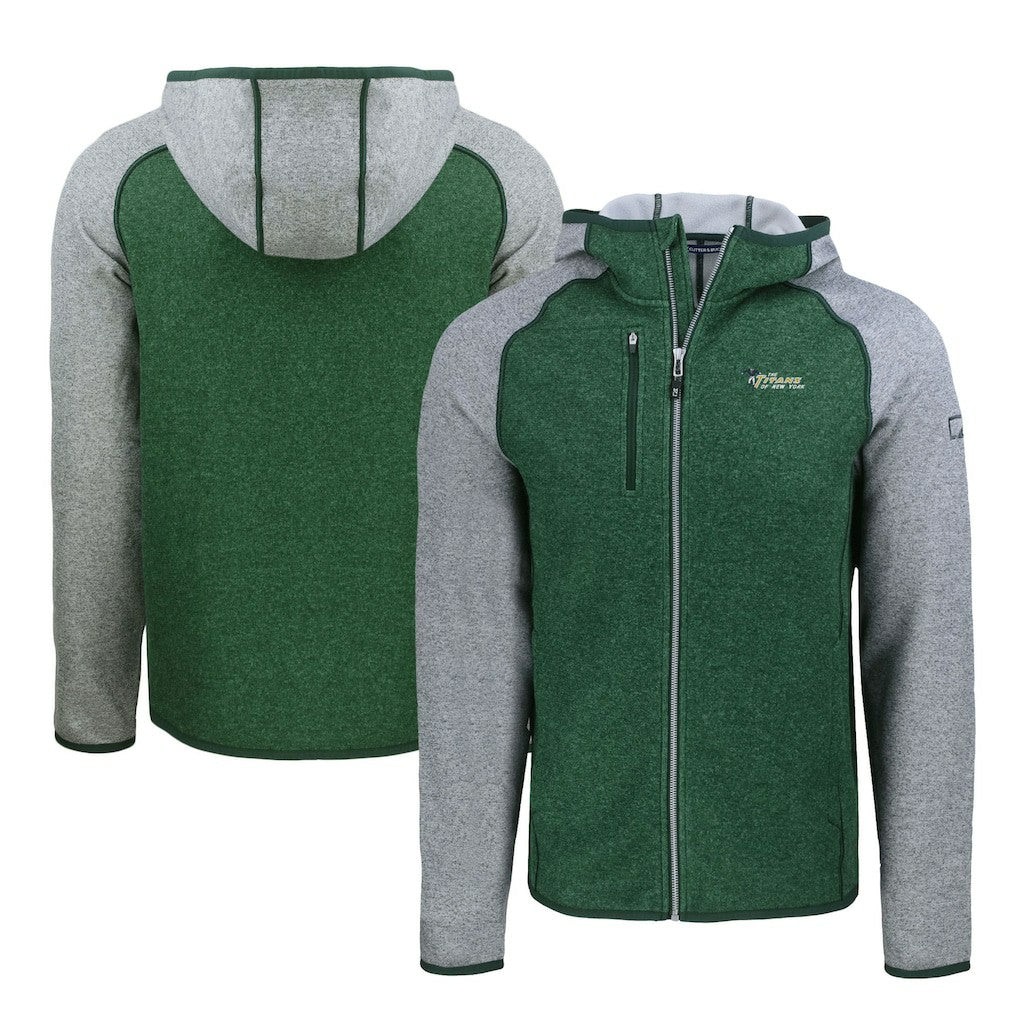 Cutter & Buck Throwback Mainsail Sweater-Knit Full-Zip Hoodie - New York Jets