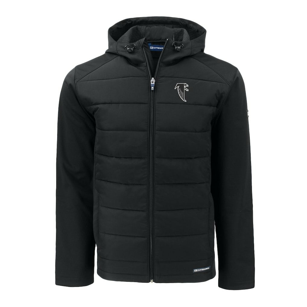 Cutter & Buck Throwback Evoke Hybrid Eco Softshell Recycled Full-Zip Hoodie Jacket - Atlanta Falcons