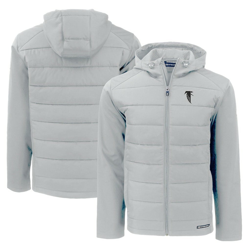 Cutter & Buck Throwback Evoke Hybrid Eco Softshell Recycled Full-Zip Hoodie Jacket - Atlanta Falcons