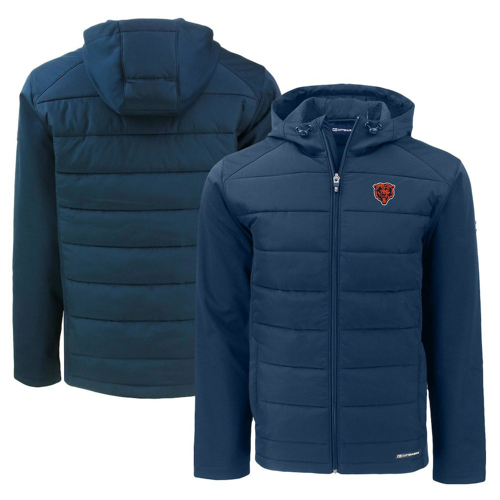 Cutter & Buck Throwback Evoke Hybrid Eco Softshell Recycled Full-Zip Hoodie Jacket - Chicago Bears