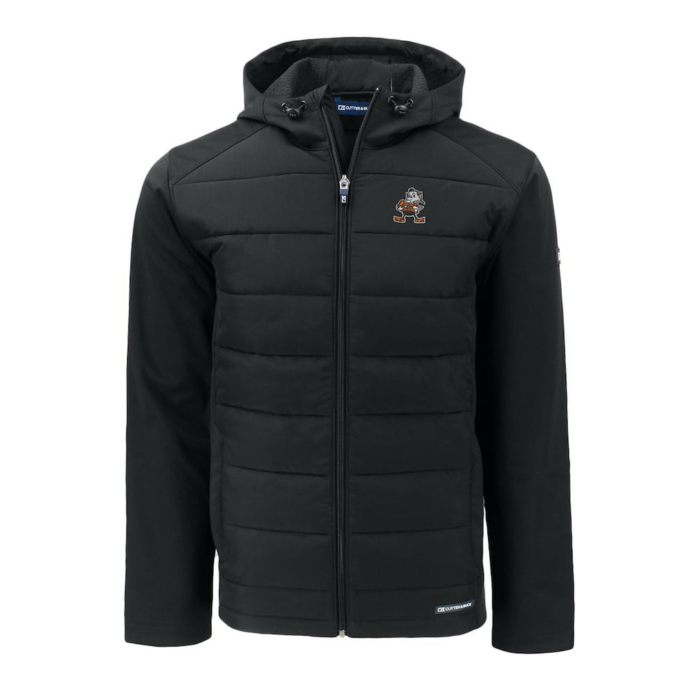 Cutter & Buck Throwback Evoke Hybrid Eco Softshell Recycled Full-Zip Hoodie Jacket - Cleveland Browns