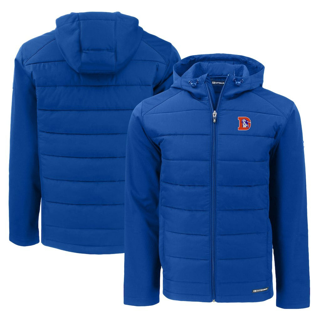 Cutter & Buck Throwback Evoke Hybrid Eco Softshell Recycled Full-Zip Hoodie Jacket - Denver Broncos