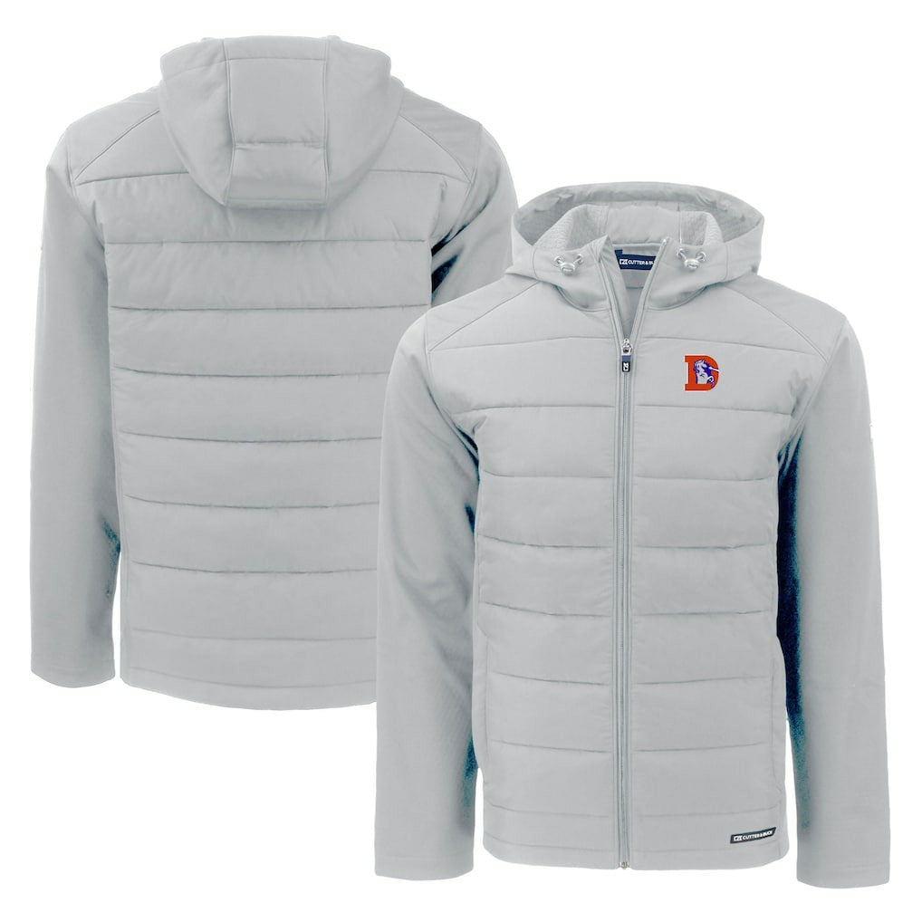 Cutter & Buck Throwback Evoke Hybrid Eco Softshell Recycled Full-Zip Hoodie Jacket - Denver Broncos