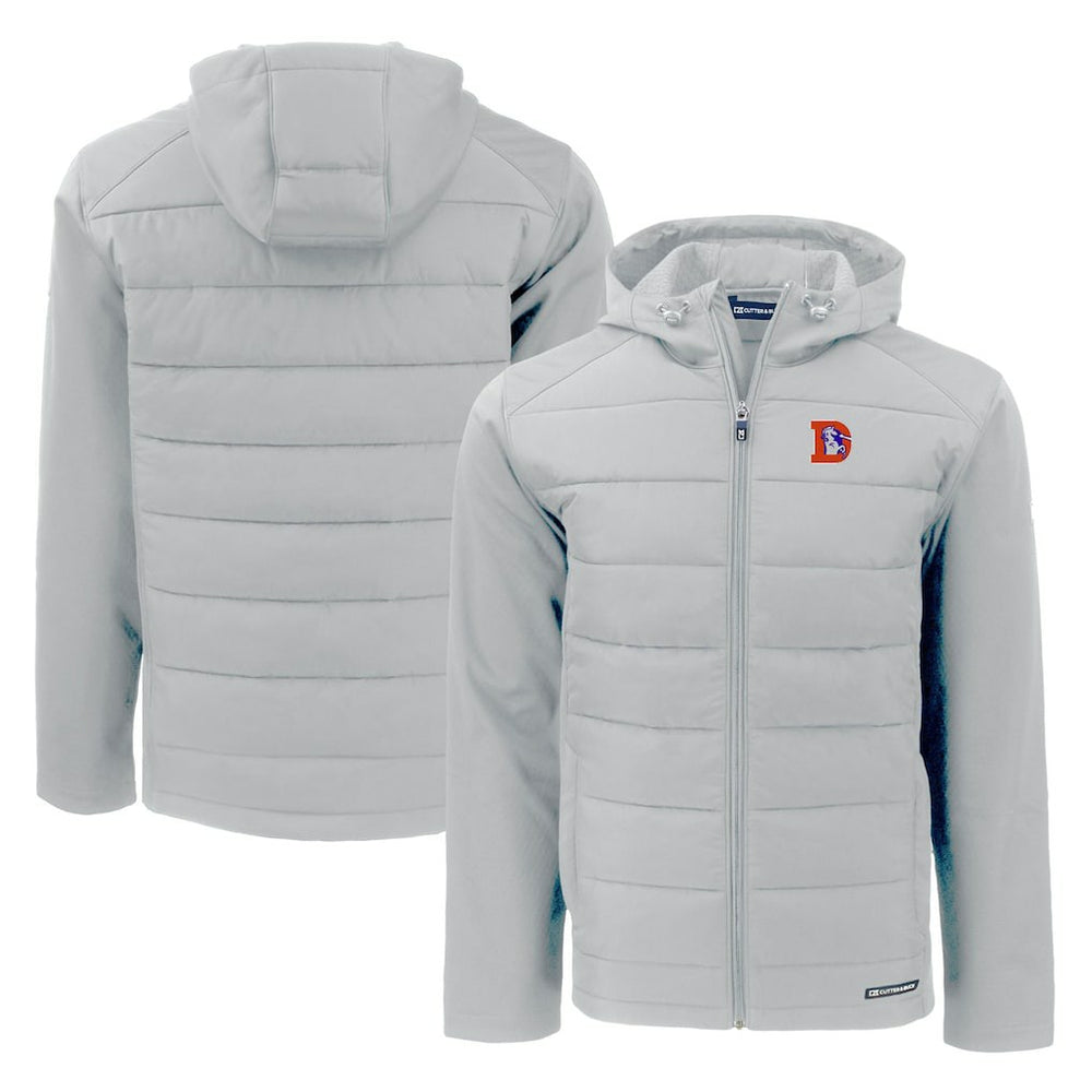 Cutter & Buck Throwback Evoke Hybrid Eco Softshell Recycled Full-Zip Hoodie Jacket - Denver Broncos