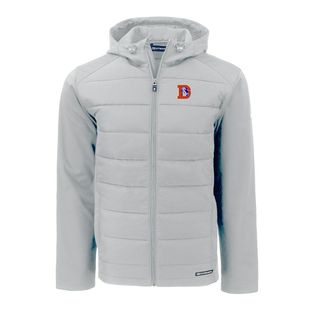 Cutter & Buck Throwback Evoke Hybrid Eco Softshell Recycled Full-Zip Hoodie Jacket - Denver Broncos