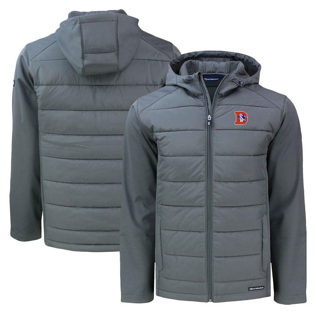 Cutter & Buck Throwback Evoke Hybrid Eco Softshell Recycled Full-Zip Hoodie Jacket - Denver Broncos