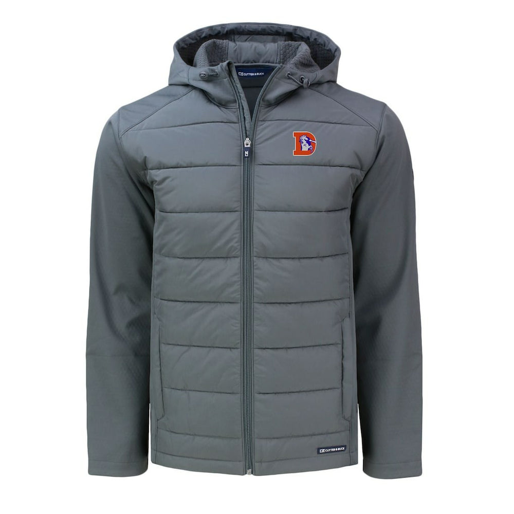 Cutter & Buck Throwback Evoke Hybrid Eco Softshell Recycled Full-Zip Hoodie Jacket - Denver Broncos