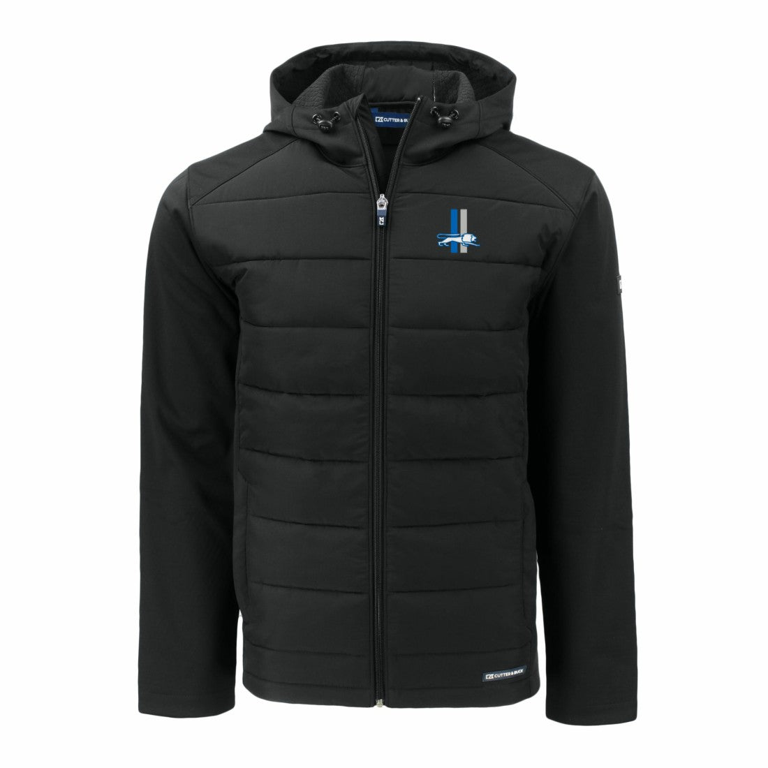 Cutter & Buck Throwback Evoke Hybrid Eco Softshell Recycled Full-Zip Hoodie Jacket - Detroit Lions