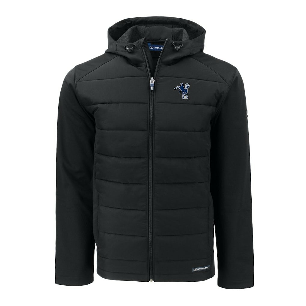 Cutter & Buck Throwback Evoke Hybrid Eco Softshell Recycled Full-Zip Hoodie Jacket - Indianapolis Colts