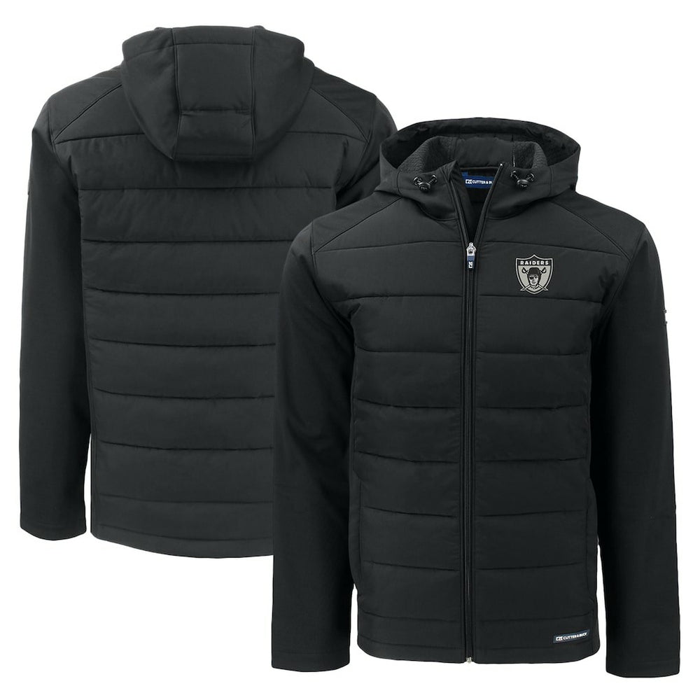Cutter & Buck Throwback Evoke Hybrid Eco Softshell Recycled Full-Zip Hoodie Jacket - Las Vegas Raiders