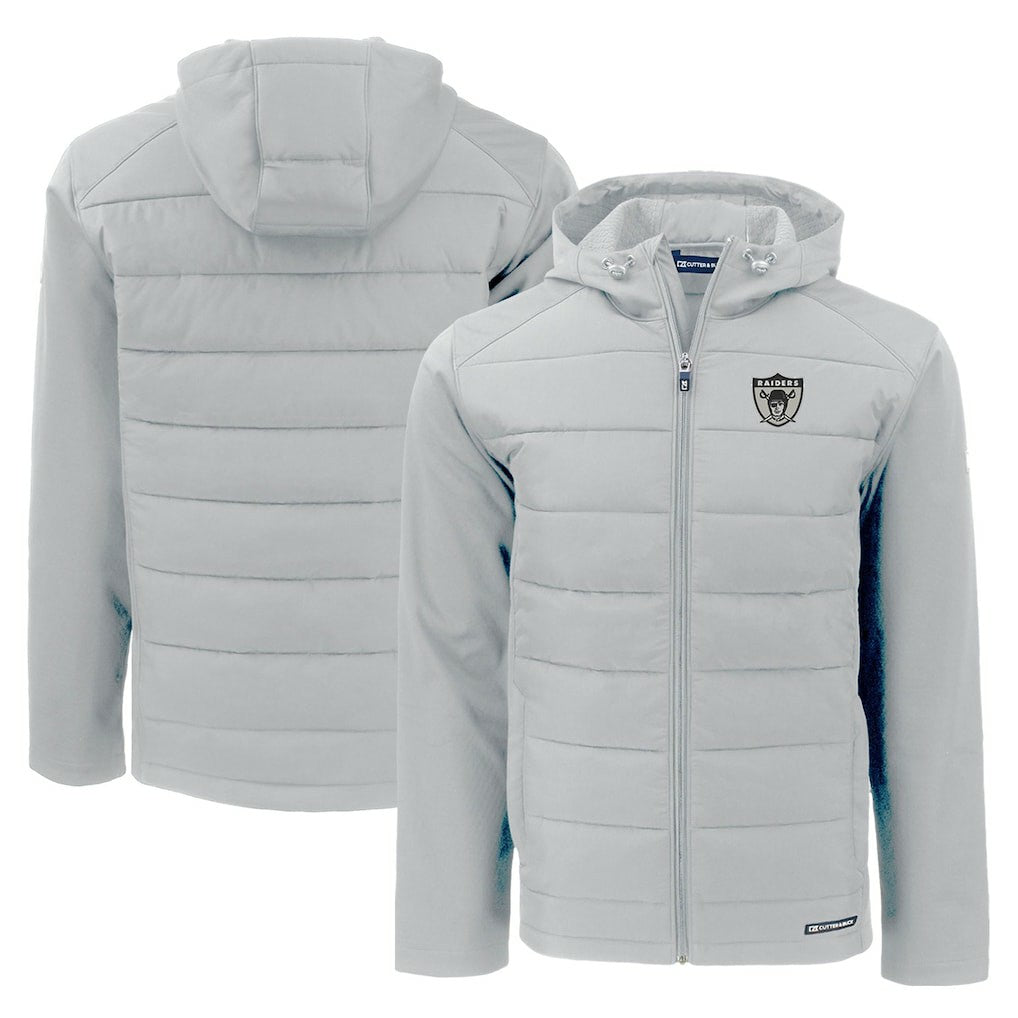 Cutter & Buck Throwback Evoke Hybrid Eco Softshell Recycled Full-Zip Hoodie Jacket - Las Vegas Raiders
