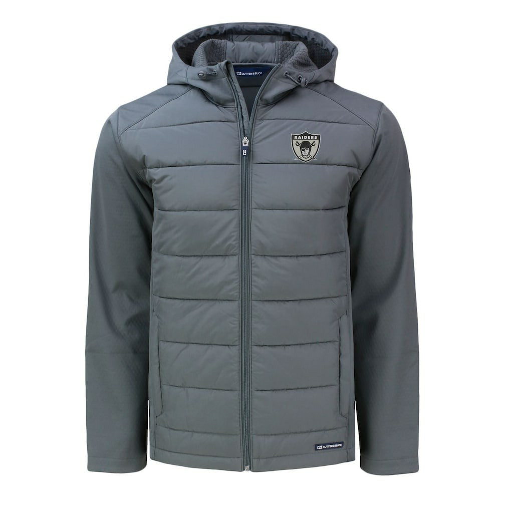 Cutter & Buck Throwback Evoke Hybrid Eco Softshell Recycled Full-Zip Hoodie Jacket - Las Vegas Raiders