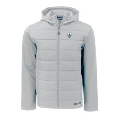 Cutter & Buck Throwback Evoke Hybrid Eco Softshell Recycled Full-Zip Hoodie Jacket - Los Angeles Chargers