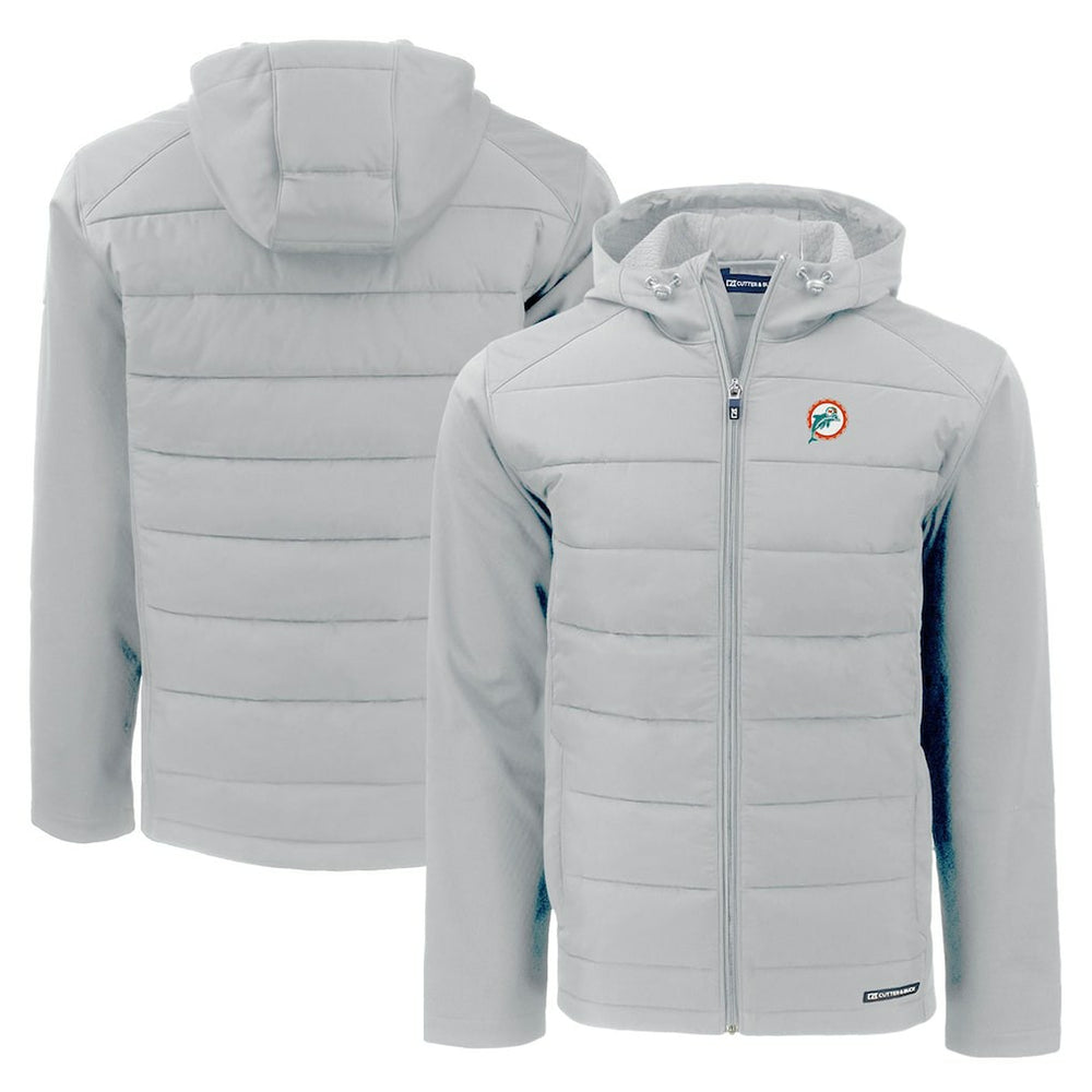 Cutter & Buck Throwback Evoke Hybrid Eco Softshell Recycled Full-Zip Hoodie Jacket - Miami Dolphins