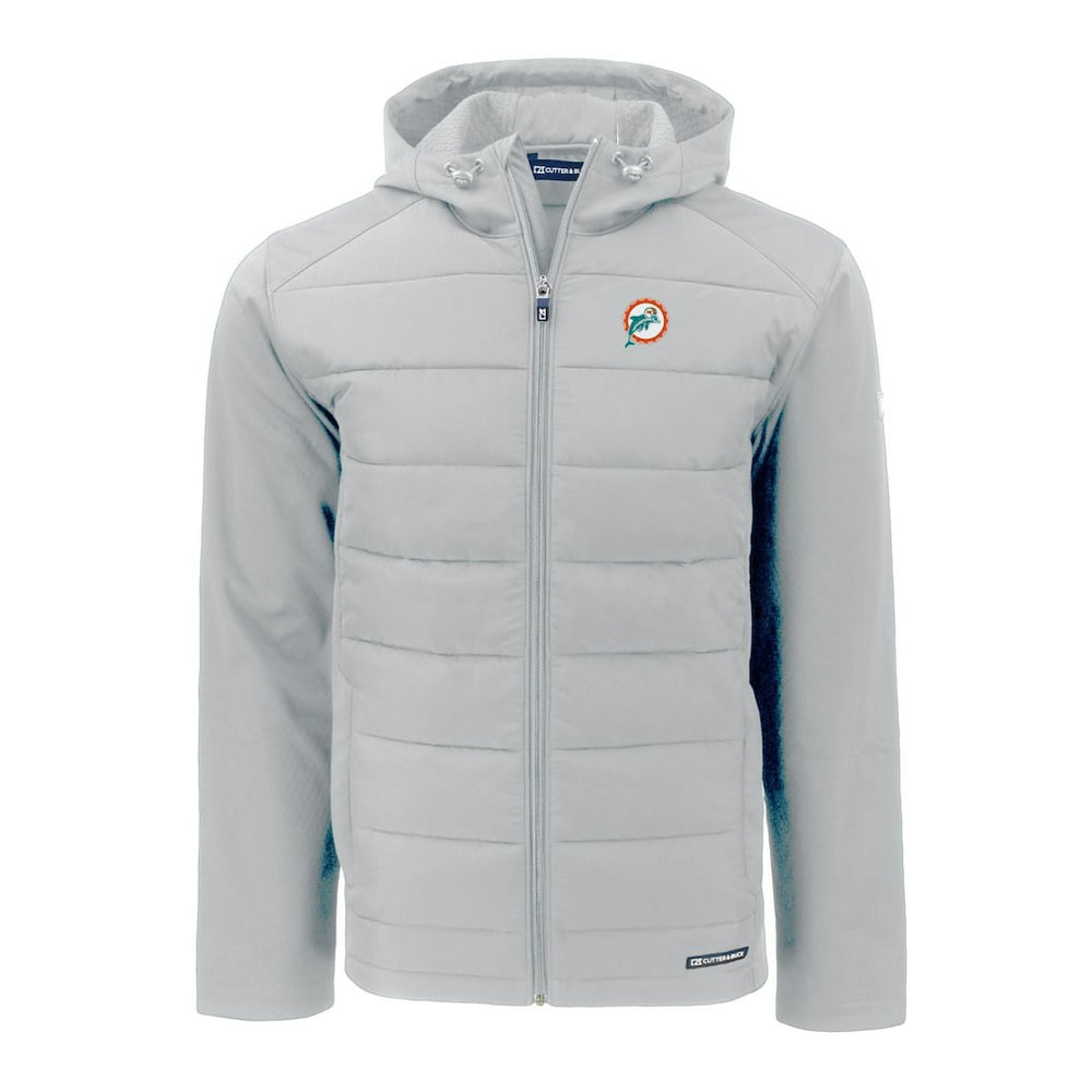 Cutter & Buck Throwback Evoke Hybrid Eco Softshell Recycled Full-Zip Hoodie Jacket - Miami Dolphins