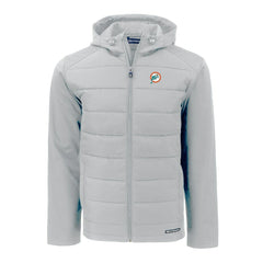Cutter & Buck Throwback Evoke Hybrid Eco Softshell Recycled Full-Zip Hoodie Jacket - Miami Dolphins