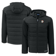 Cutter & Buck Throwback Evoke Hybrid Eco Softshell Recycled Full-Zip Hoodie Jacket - Miami Dolphins