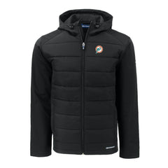 Cutter & Buck Throwback Evoke Hybrid Eco Softshell Recycled Full-Zip Hoodie Jacket - Miami Dolphins