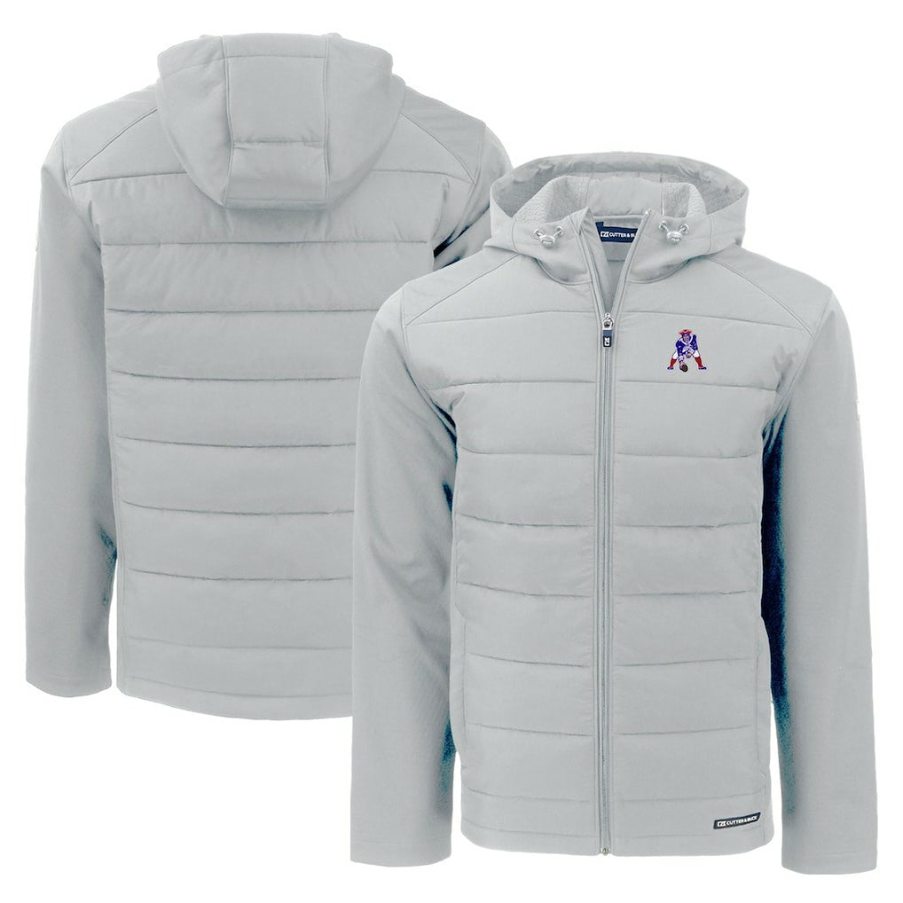 Cutter & Buck Throwback Evoke Hybrid Eco Softshell Recycled Full-Zip Hoodie Jacket - New England Patriots