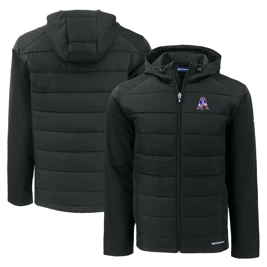 Cutter & Buck Throwback Evoke Hybrid Eco Softshell Recycled Full-Zip Hoodie Jacket - New England Patriots