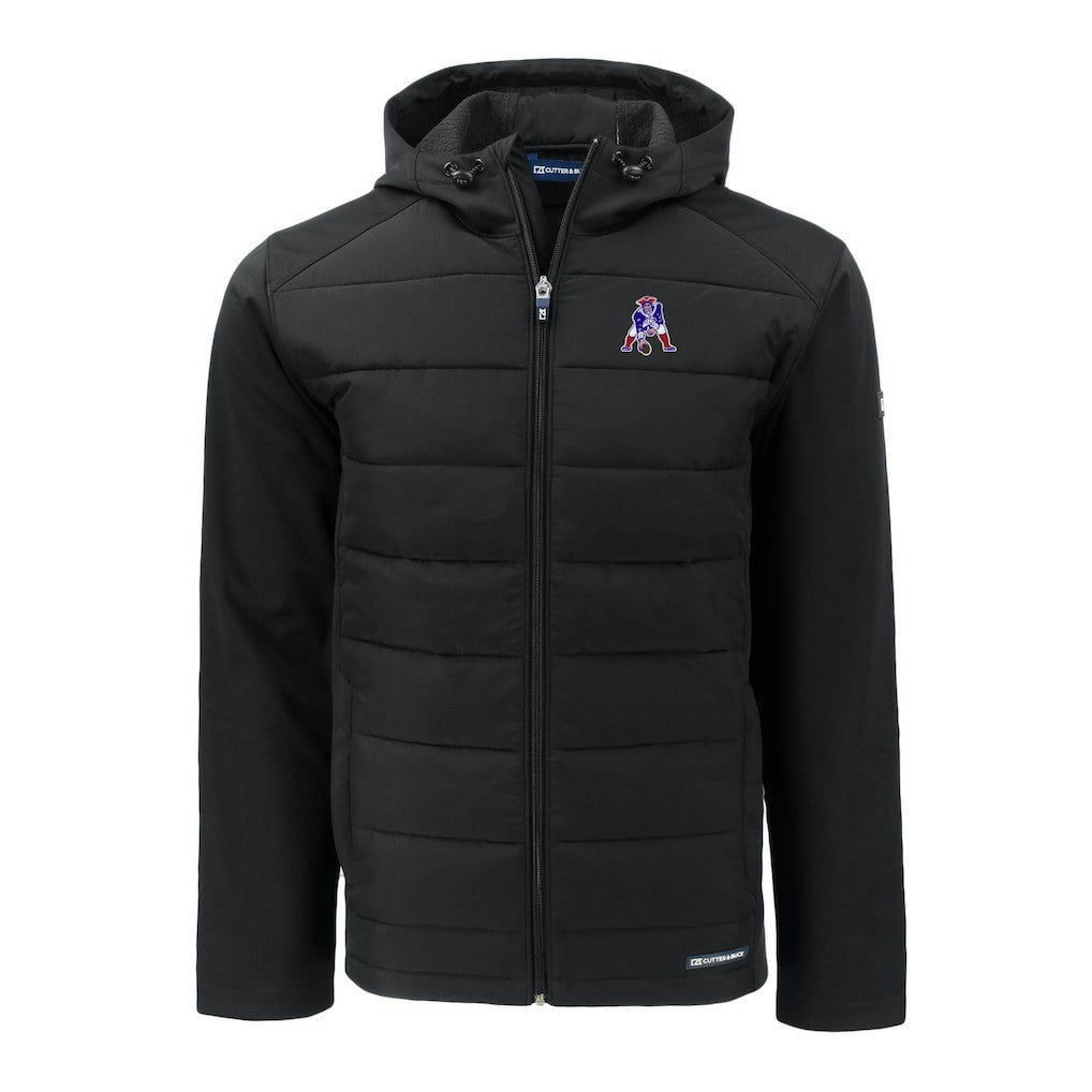 Cutter & Buck Throwback Evoke Hybrid Eco Softshell Recycled Full-Zip Hoodie Jacket - New England Patriots