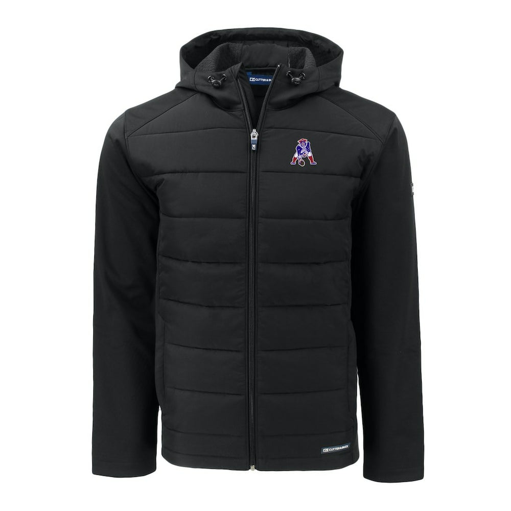 Cutter & Buck Throwback Evoke Hybrid Eco Softshell Recycled Full-Zip Hoodie Jacket - New England Patriots